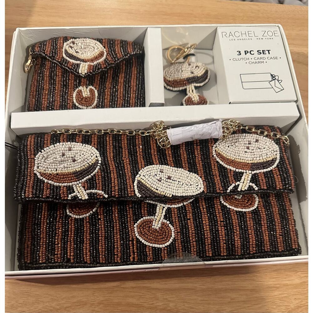 Rachel Zoe Beaded Clutch Set with Espresso Martini‎ Design